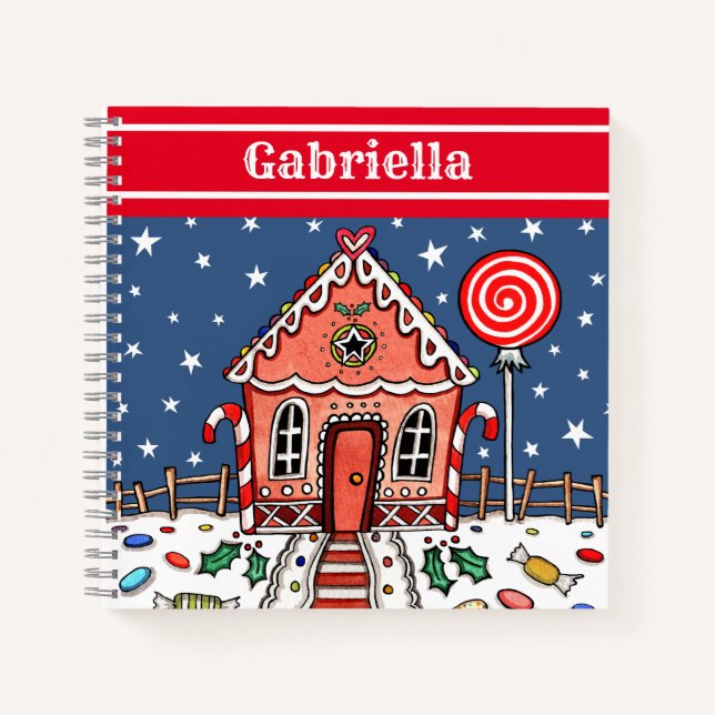 Personalisiertes Gingerbrot House Notebook Notizbuch (Vorderseite)