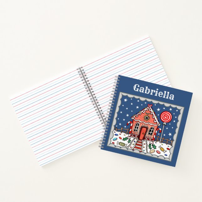 Personalisiertes Gingerbrot House Notebook Notizbuch (Innenseite)