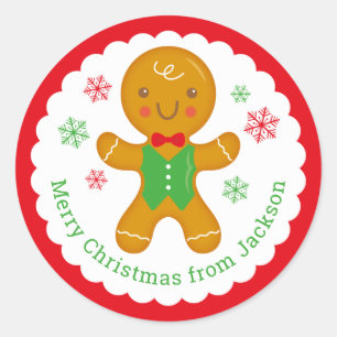 Personalisiertes Gingerbrot Mann Rundkleber Runder Aufkleber