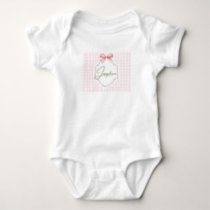 Personalisiertes Gingham-Kinderzimmer für das Baby Strampler