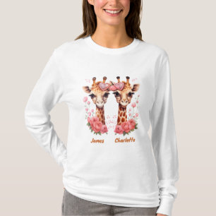 Personalisiertes Giraffenpaar zum Valentinstag T-Shirt
