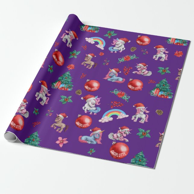 Personalisiertes Girl Christmas Wrapping Paper Uni Geschenkpapier (Ungerollt)