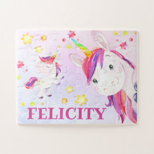Personalisiertes Girl Rainbow Einhornpuzzle für K