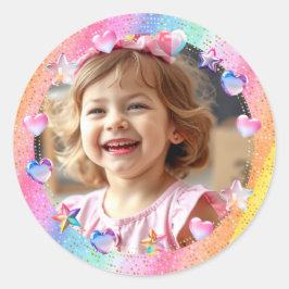 Personalisiertes Girl's Birthday Foto Runder Aufkleber