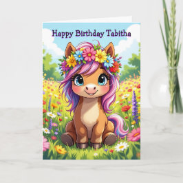 Personalisiertes Girl's Birthday Pony Themed Karte