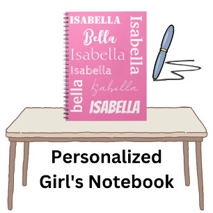 Personalisiertes Girl's Name Pink Notebook Notizblock