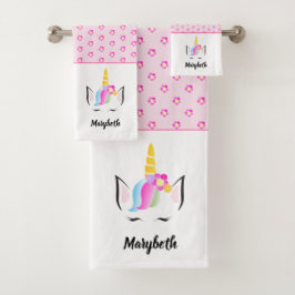 Personalisiertes Girly Pink Niedlich Magisches Ein Badhandtuch Set