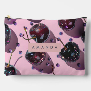 Personalisiertes Glam Glitzer Kirsch Design Zubehörtasche