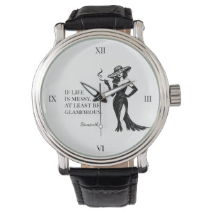 Personalisiertes Glamour-Style-Zitat-Design Armbanduhr