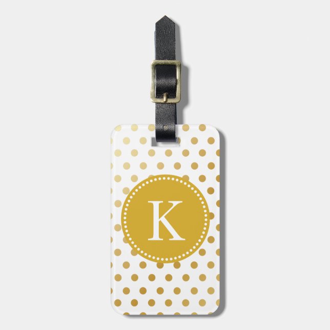 Personalisiertes glänzendes Goldpolka-Punkt-Muster Gepäckanhänger (Vorderseite vertikal)