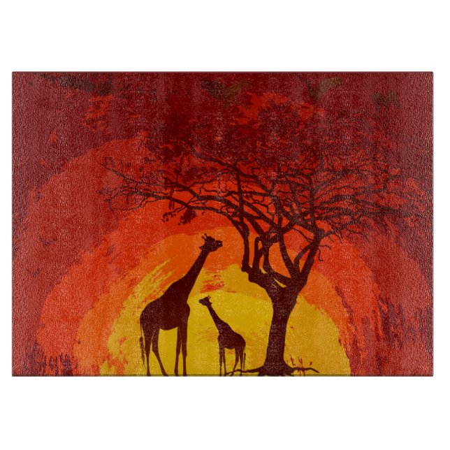 Personalisiertes Glas Cutting African Safari Giraf Schneidebrett (Vorderseite)