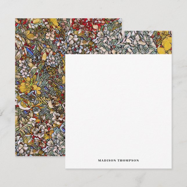 Personalisiertes Glasfloralblatt Mitteilungskarte (Vorne/Hinten)