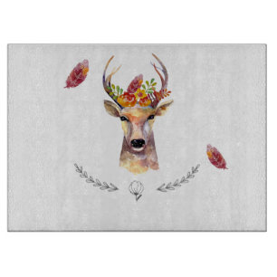 Personalisiertes Glass Cutting boho Reh Buck Head Schneidebrett