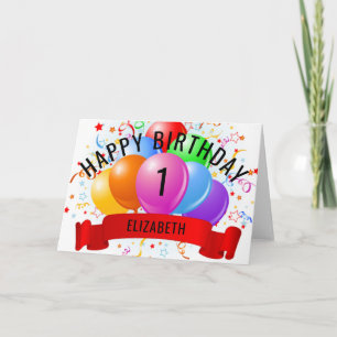 Personalisiertes Glück 1. Geburtstag Karte