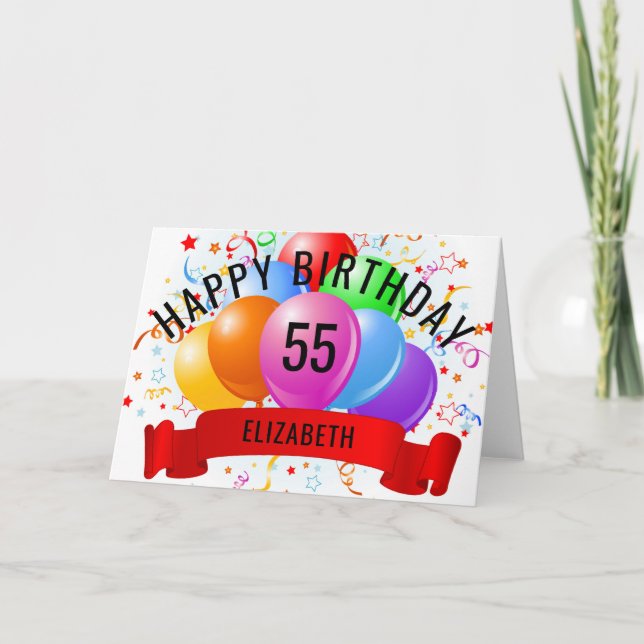 Personalisiertes Glück 55. Geburtstag Karte (Vorderseite)