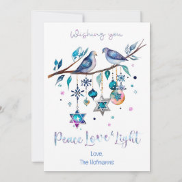 Personalisiertes Glück Hanukkah, Peace Liebe & Lig Feiertagskarte