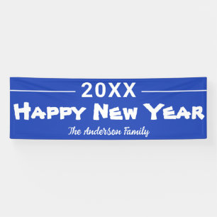 Personalisiertes Glück Neujahr Modernes Blaues Fes Banner