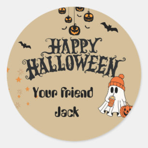 Personalisiertes glückliches Halloween mit Niedlic Runder Aufkleber