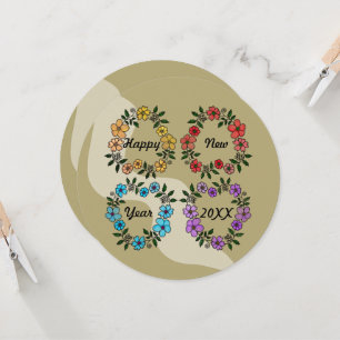 PERSONALISIERTES GLÜCKLICHes NEUJAHR 20XX & BLUME Karte