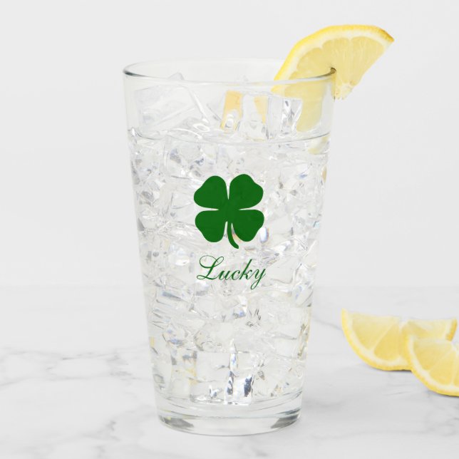 Personalisiertes Glücksklee-Vierblatt Glas (Rückseite Ice)
