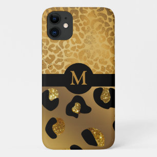 Personalisiertes Gold & Black Animal Print Case Ma