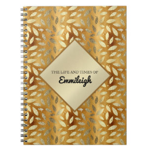 Personalisiertes Gold-Blätter-Journal Notizblock