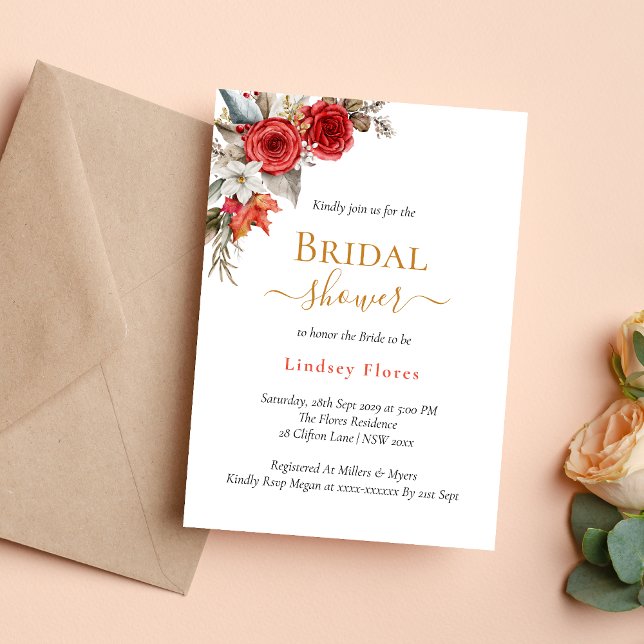 Personalisiertes Gold Brautparty Blumenzucht Rose Einladung (Von Creator hochgeladen)
