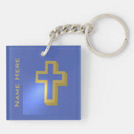 Personalisiertes Gold Christlich Religious Cross B Schlüsselanhänger