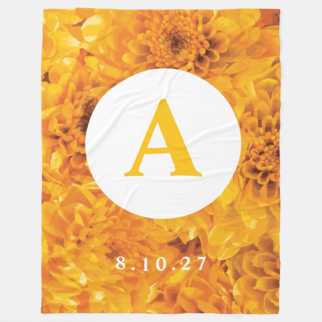 Personalisiertes Gold Chrysanthemum Blanket Fleecedecke (Vorderseite)