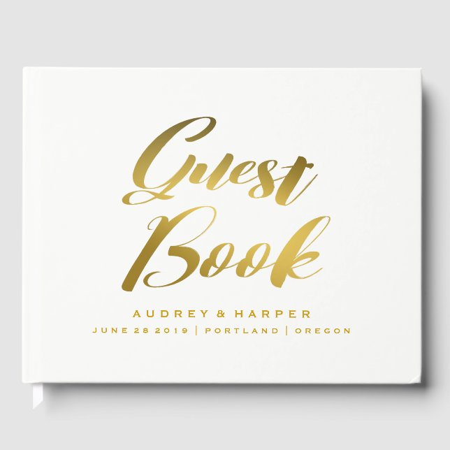 Personalisiertes Gold Foil Wedding Gästebuch (Vorderseite)