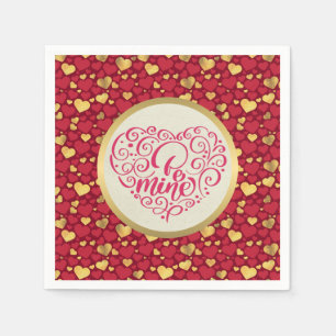 Personalisiertes Gold, Geschenk des Roten Herzens Serviette