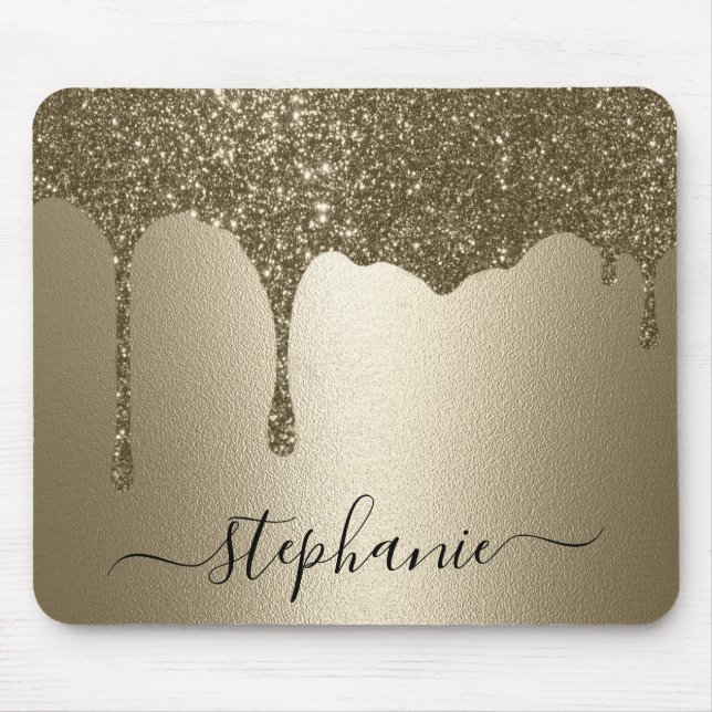 Personalisiertes Gold-Glitter-Drip  Mousepad (Vorne)