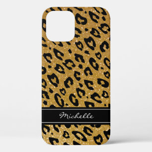Personalisiertes Gold Glitzer Leopard iPhone 12 Fa Case-Mate iPhone Hülle