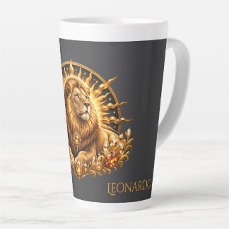 Personalisiertes Gold-Grau Sternzeichen Löwe  Milchtasse