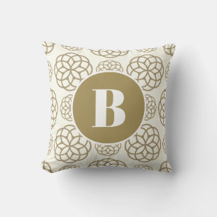 Personalisiertes Gold-Kreis-Muster Monogramm Kissen