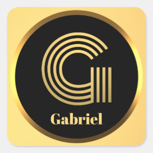 Personalisiertes Gold Mit Monogramm Buchstabe G Quadratischer Aufkleber