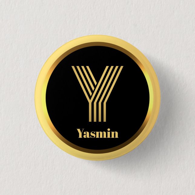 Personalisiertes Gold Mit Monogramm Buchstabe Y Button (Vorderseite)