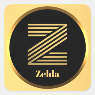 Personalisiertes Gold Mit Monogramm Buchstabe Z Quadratischer Aufkleber