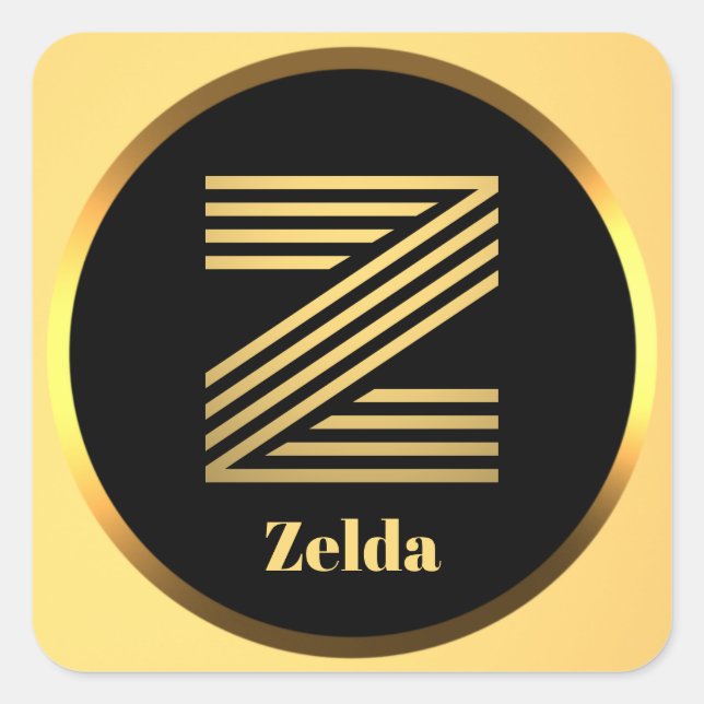 Personalisiertes Gold Mit Monogramm Buchstabe Z Quadratischer Aufkleber (Vorderseite)