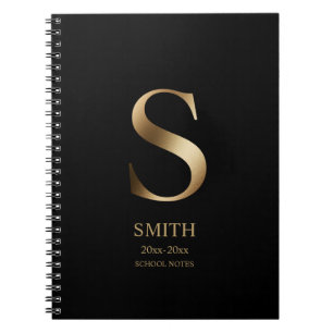Personalisiertes Gold-Monogramm   Schwarz Notizblock