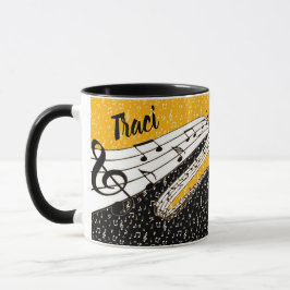 Personalisiertes Gold-Musikthema Tasse