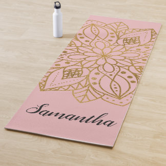 Personalisiertes Gold-Natur-Mandala Rosa Yogamatte