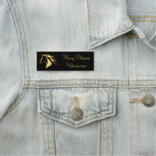 Personalisiertes Gold-Pferdekopf-Tierarzt Namensschild