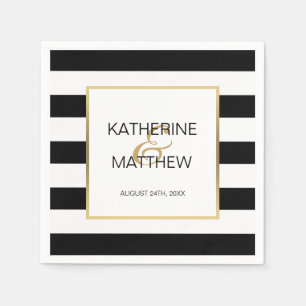 Personalisiertes Gold-Rahmen-Hochzeitspapier Serviette