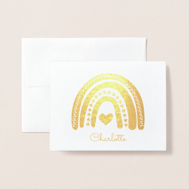 Personalisiertes Gold Regenbogen Little Heart Gold Folienkarte (Vorderseite mit Umschlag)