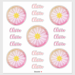 Personalisiertes Gold Rosa Abstrakte Blume Vinyl Aufkleber