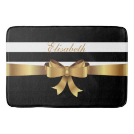 Personalisiertes Gold, schwarze mutige Streifen Badematte