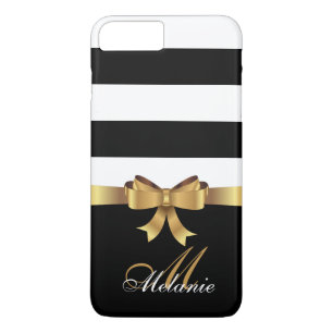 Personalisiertes Gold, schwarze mutige Streifen Case-Mate iPhone Hülle