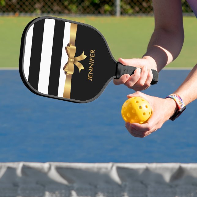 Personalisiertes Gold, schwarze Streifen Golden BO Pickleball Schläger (InSitu)