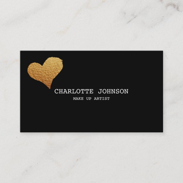 Personalisiertes Gold Shiny Heart Glitzer Vip Visitenkarte (Vorderseite)